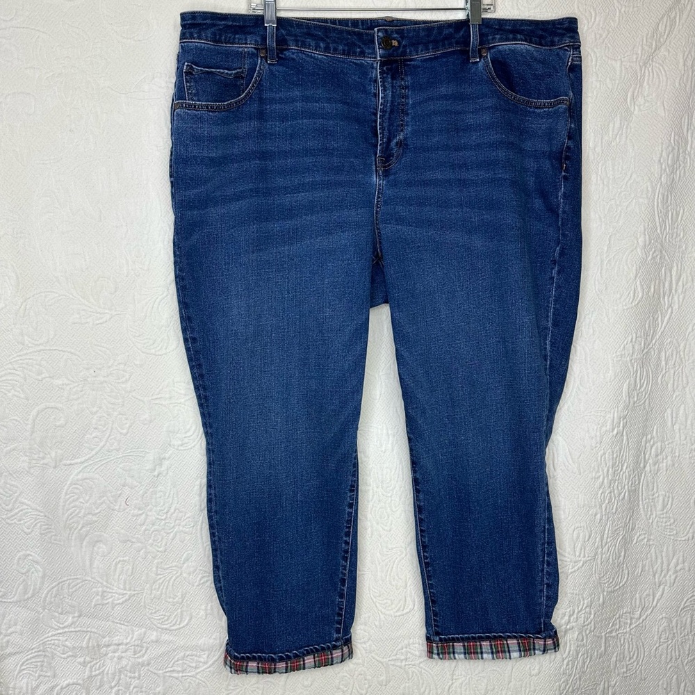 Talbots 24W Simply Flattering Plaid Cuff Jeans
